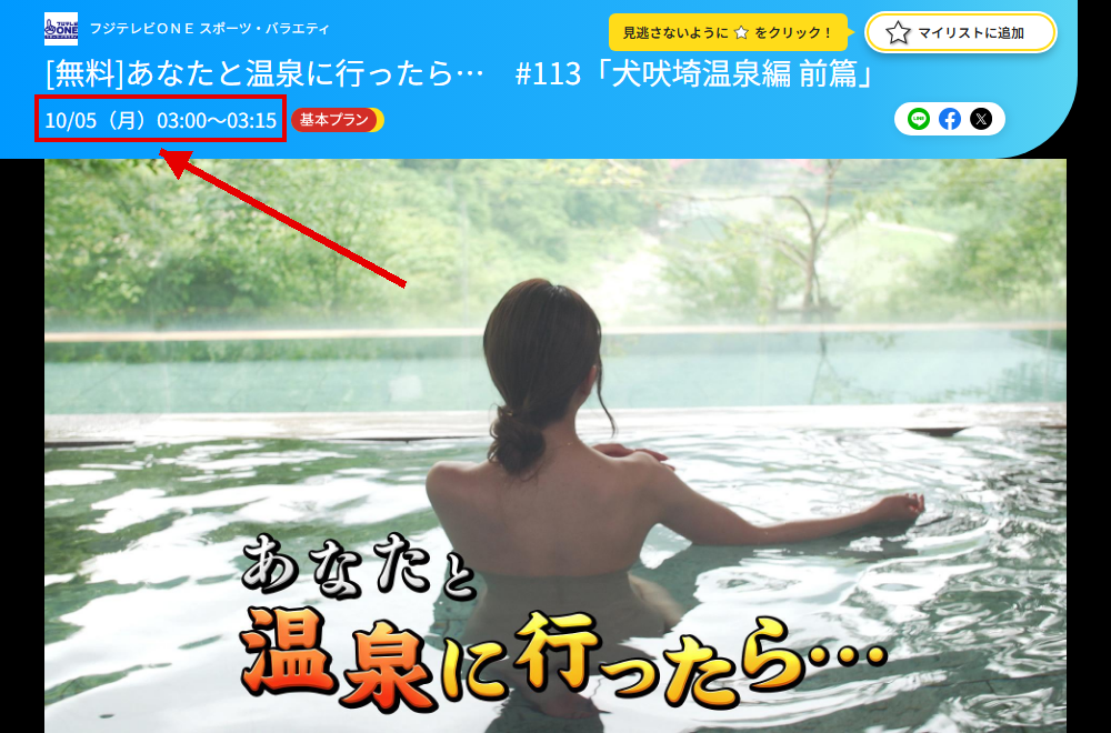 あなたと温泉に行ったら…はフジテレビONEで放送
