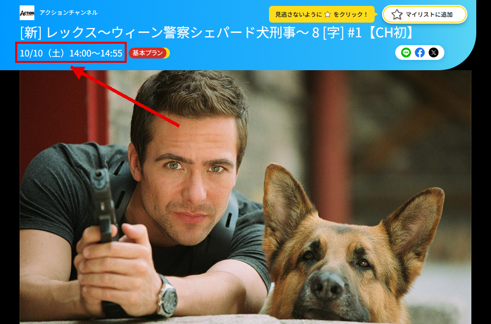 レックス～ウィーン警察シェパード犬刑事～はアクションチャンネルで放送